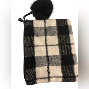 Zara Black and Cream Plaid Pouch